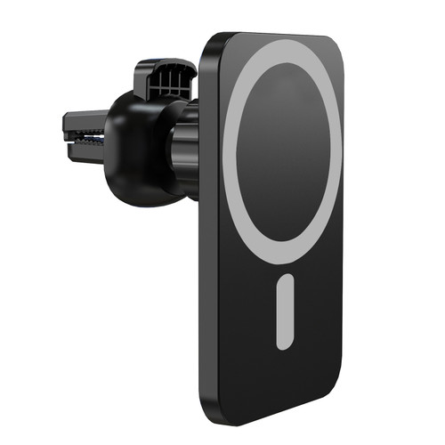 Magnetic Car Phone Mount with Wireless Charger - Black