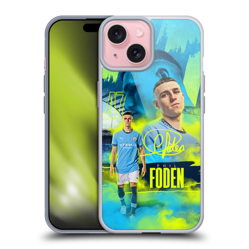 Manchester City Man City FC 2024/25 First Team Phil Foden Soft Gel Case for Apple iPhone 15