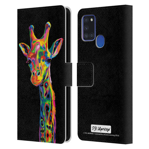 P.D. Moreno Animals Giraffe Leather Book Wallet Case Cover For Samsung Galaxy A21s (2020)