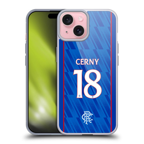 Rangers FC 2024/25 Players Home Kit Cerný Soft Gel Case for Apple iPhone 15
