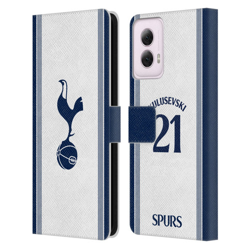 Tottenham Hotspur F.C. 2024/25 Players Home Kit Dejan Kulusevski Leather Book Wallet Case Cover For Motorola Moto G Power (2024)