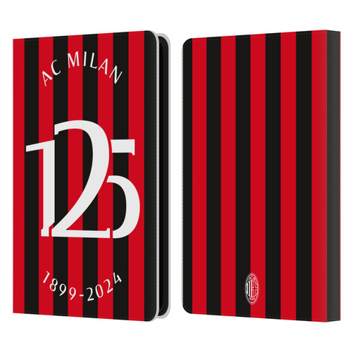 AC Milan 125th Anniversary Red And Black Stripes Leather Book Wallet Case Cover For Amazon Kindle Paperwhite 5 (2021)