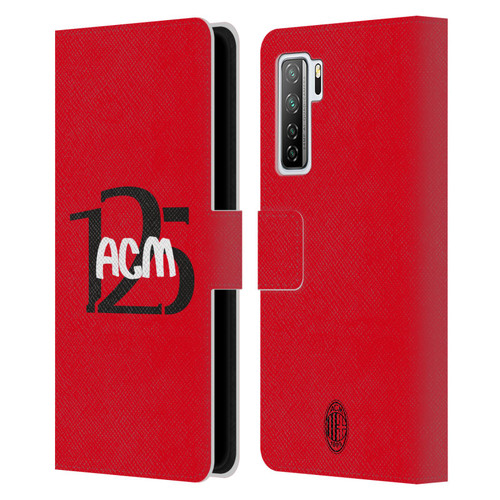 AC Milan 125th Anniversary Typography Leather Book Wallet Case Cover For Huawei Nova 7 SE/P40 Lite 5G