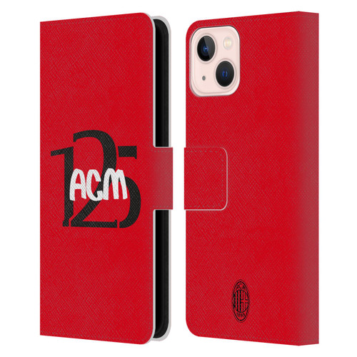 AC Milan 125th Anniversary Typography Leather Book Wallet Case Cover For Apple iPhone 13