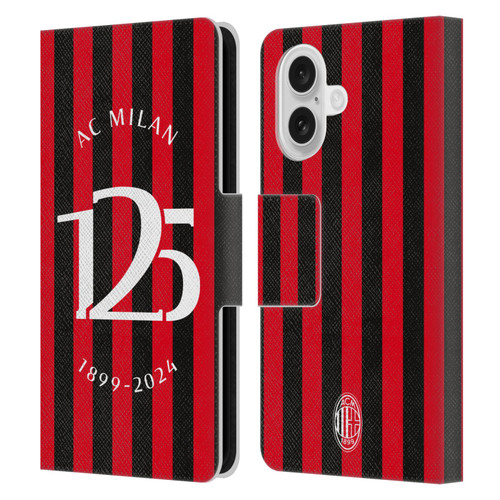 AC Milan 125th Anniversary Red And Black Stripes Leather Book Wallet Case Cover For Apple iPhone 16 AC Milan 125th Anniversary Red And Black Stripes Leather Book Wallet Case Cover For Apple iPhone 16