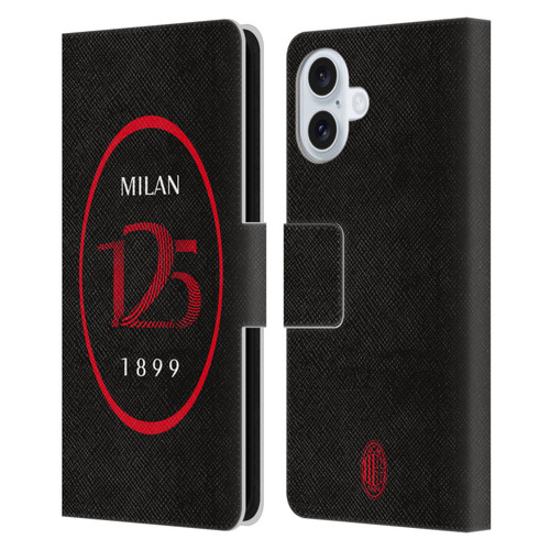 AC Milan 125th Anniversary Black Logo Leather Book Wallet Case Cover For Apple iPhone 16 Plus AC Milan 125th Anniversary Black Logo Leather Book Wallet Case Cover For Apple iPhone 16 Plus
