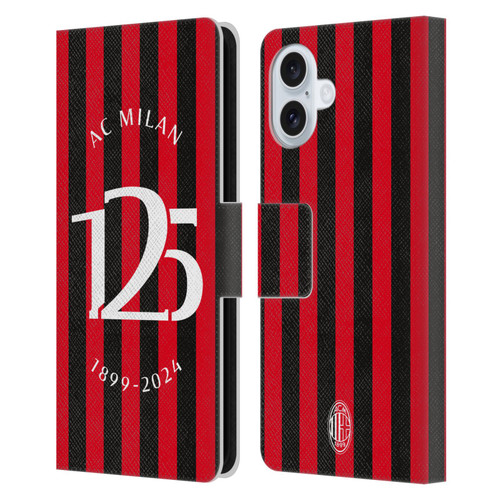 AC Milan 125th Anniversary Red And Black Stripes Leather Book Wallet Case Cover For Apple iPhone 16 Plus AC Milan 125th Anniversary Red And Black Stripes Leather Book Wallet Case Cover For Apple iPhone 16 Plus