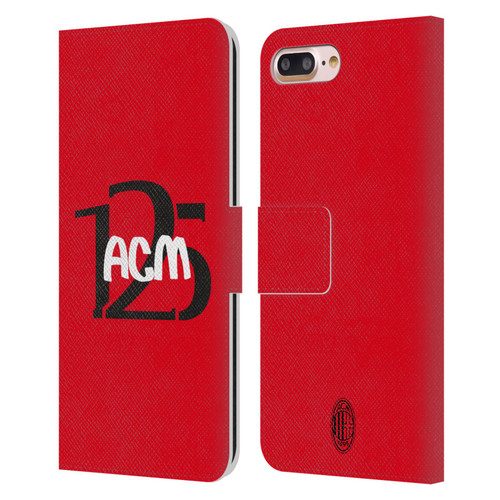 AC Milan 125th Anniversary Typography Leather Book Wallet Case Cover For Apple iPhone 7 Plus / iPhone 8 Plus
