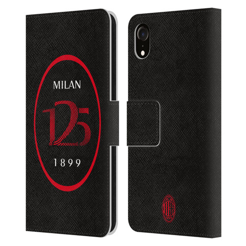 AC Milan 125th Anniversary Black Logo Leather Book Wallet Case Cover For Apple iPhone XR