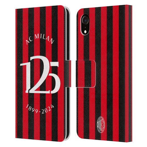 AC Milan 125th Anniversary Red And Black Stripes Leather Book Wallet Case Cover For Apple iPhone XR