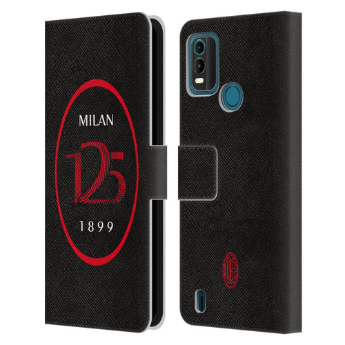 AC Milan 125th Anniversary Black Logo Leather Book Wallet Case Cover For Nokia G11 Plus