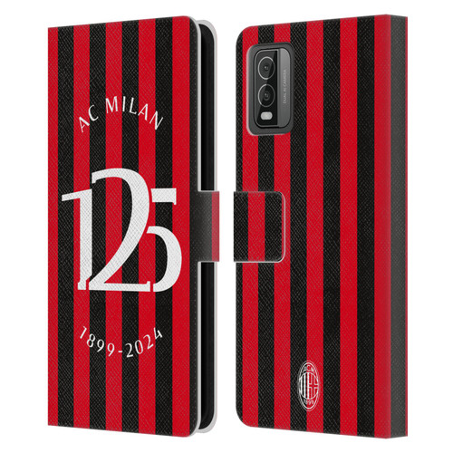 AC Milan 125th Anniversary Red And Black Stripes Leather Book Wallet Case Cover For Nokia C210