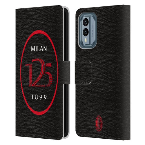 AC Milan 125th Anniversary Black Logo Leather Book Wallet Case Cover For Nokia X30