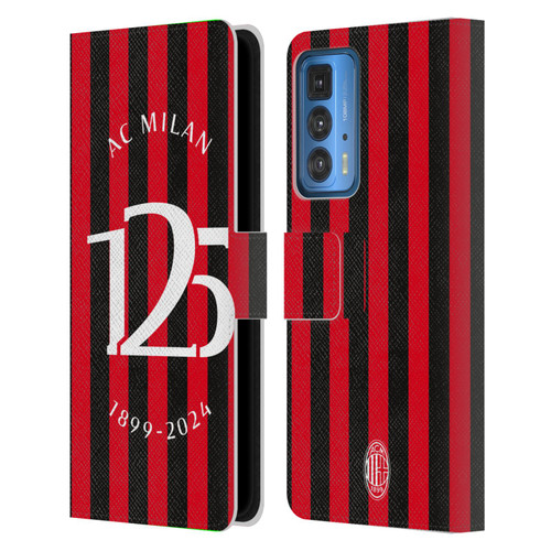 AC Milan 125th Anniversary Red And Black Stripes Leather Book Wallet Case Cover For Motorola Edge (2022) AC Milan 125th Anniversary Red And Black Stripes Leather Book Wallet Case Cover For Motorola Edge (2022)