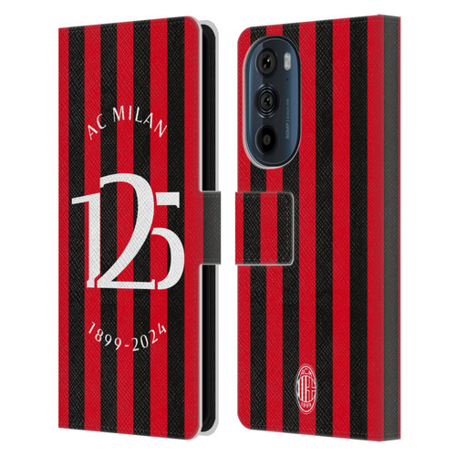 AC Milan 125th Anniversary Red And Black Stripes Leather Book Wallet Case Cover For Motorola Edge 30 AC Milan 125th Anniversary Red And Black Stripes Leather Book Wallet Case Cover For Motorola Edge 30