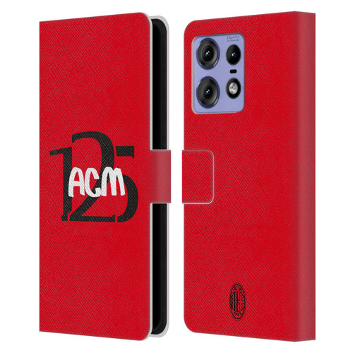 AC Milan 125th Anniversary Typography Leather Book Wallet Case Cover For Motorola Edge 50 Pro