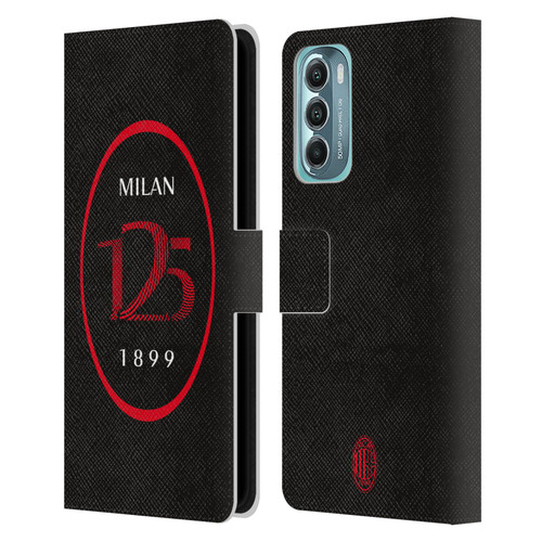AC Milan 125th Anniversary Black Logo Leather Book Wallet Case Cover For Motorola Moto G Stylus 5G (2022)