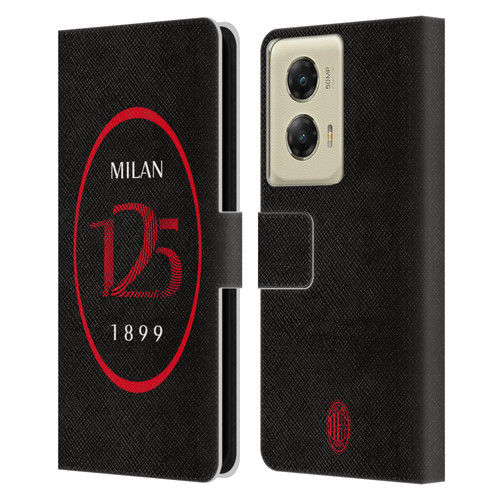 AC Milan 125th Anniversary Black Logo Leather Book Wallet Case Cover For Motorola Moto G Stylus 5G (2024)