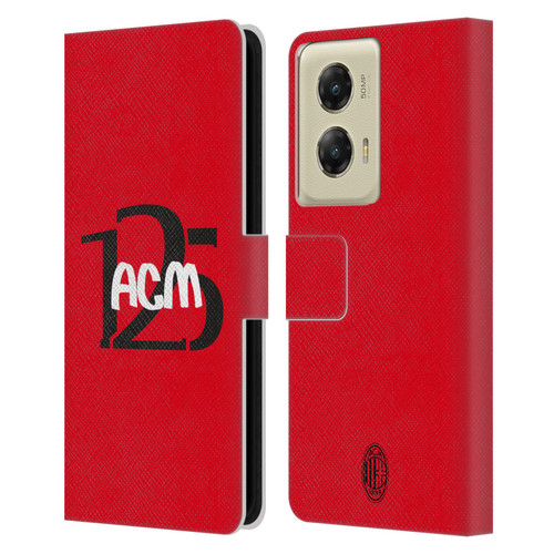 AC Milan 125th Anniversary Typography Leather Book Wallet Case Cover For Motorola Moto G Stylus 5G (2024)