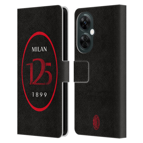 AC Milan 125th Anniversary Black Logo Leather Book Wallet Case Cover For OnePlus Nord N30