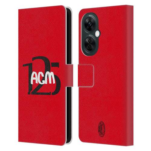 AC Milan 125th Anniversary Typography Leather Book Wallet Case Cover For OnePlus Nord N30
