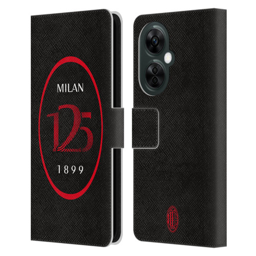 AC Milan 125th Anniversary Black Logo Leather Book Wallet Case Cover For OnePlus Nord CE 3 Lite 5G