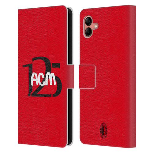 AC Milan 125th Anniversary Typography Leather Book Wallet Case Cover For Samsung Galaxy A04 (2022)
