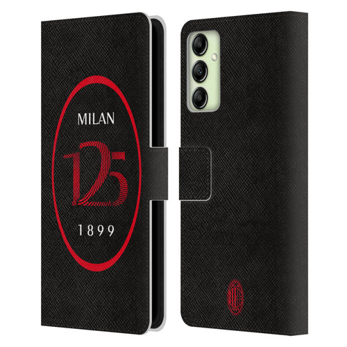 AC Milan 125th Anniversary Black Logo Leather Book Wallet Case Cover For Samsung Galaxy A14 5G