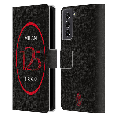 AC Milan 125th Anniversary Black Logo Leather Book Wallet Case Cover For Samsung Galaxy S21 FE 5G