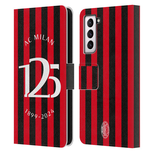 AC Milan 125th Anniversary Red And Black Stripes Leather Book Wallet Case Cover For Samsung Galaxy S21 5G AC Milan 125th Anniversary Red And Black Stripes Leather Book Wallet Case Cover For Samsung Galaxy S21 5G