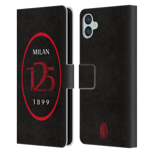 AC Milan 125th Anniversary Black Logo Leather Book Wallet Case Cover For Samsung Galaxy M04 5G / A04e