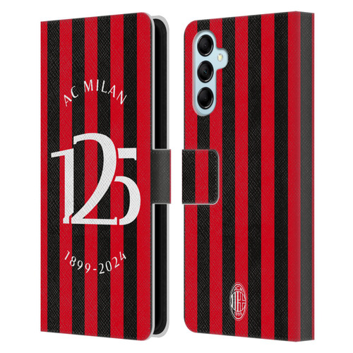 AC Milan 125th Anniversary Red And Black Stripes Leather Book Wallet Case Cover For Samsung Galaxy M14 5G AC Milan 125th Anniversary Red And Black Stripes Leather Book Wallet Case Cover For Samsung Galaxy M14 5G