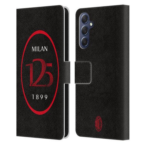 AC Milan 125th Anniversary Black Logo Leather Book Wallet Case Cover For Samsung Galaxy M54 5G