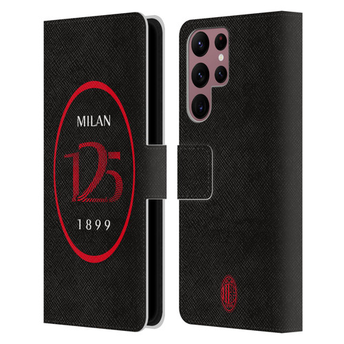 AC Milan 125th Anniversary Black Logo Leather Book Wallet Case Cover For Samsung Galaxy S22 Ultra 5G