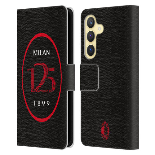 AC Milan 125th Anniversary Black Logo Leather Book Wallet Case Cover For Samsung Galaxy S24 5G