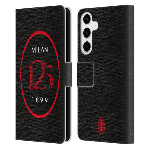 AC Milan 125th Anniversary Black Logo Leather Book Wallet Case Cover For Samsung Galaxy S24+ 5G
