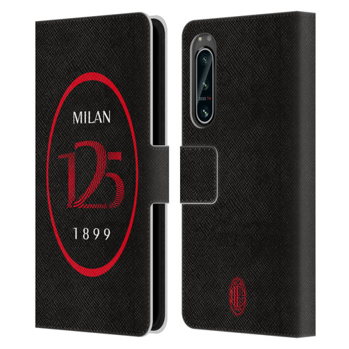 AC Milan 125th Anniversary Black Logo Leather Book Wallet Case Cover For Sony Xperia 5 IV