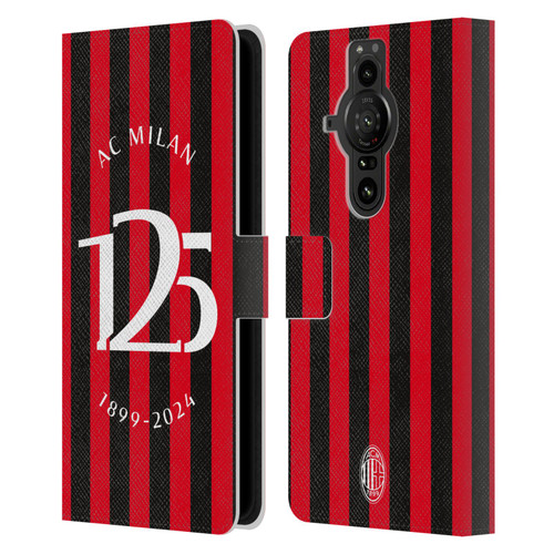 AC Milan 125th Anniversary Red And Black Stripes Leather Book Wallet Case Cover For Sony Xperia Pro-I