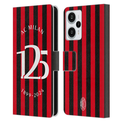 AC Milan 125th Anniversary Red And Black Stripes Leather Book Wallet Case Cover For Xiaomi Redmi Note 12T AC Milan 125th Anniversary Red And Black Stripes Leather Book Wallet Case Cover For Xiaomi Redmi Note 12T