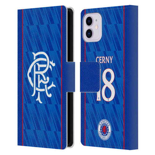 Rangers FC 2024/25 Players Home Kit Cerný Leather Book Wallet Case Cover For Apple iPhone 11