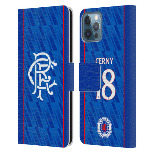 Rangers FC 2024/25 Players Home Kit Cerný Leather Book Wallet Case Cover For Apple iPhone 12 / iPhone 12 Pro