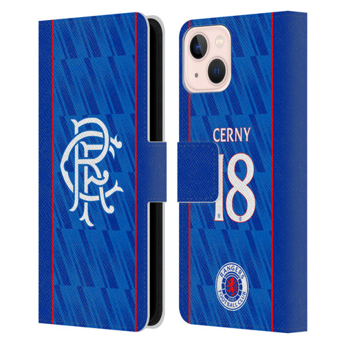 Rangers FC 2024/25 Players Home Kit Cerný Leather Book Wallet Case Cover For Apple iPhone 13