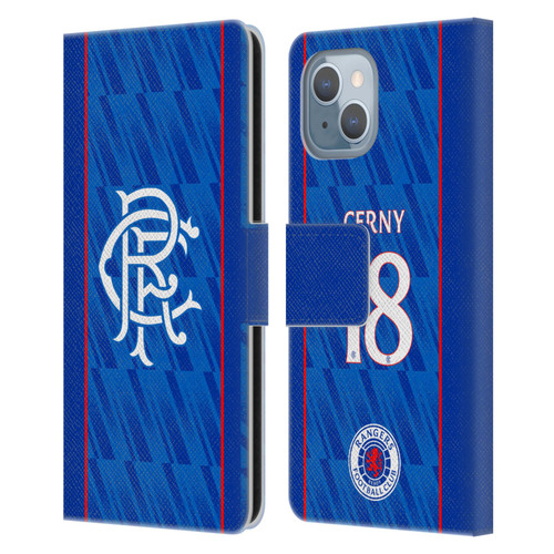 Rangers FC 2024/25 Players Home Kit Cerný Leather Book Wallet Case Cover For Apple iPhone 14