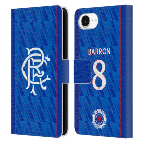 Rangers FC 2024/25 Players Home Kit Connor Barron Leather Book Wallet Case Cover For Apple iPhone 16e