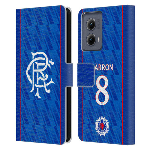 Rangers FC 2024/25 Players Home Kit Connor Barron Leather Book Wallet Case Cover For Motorola Edge (2024)