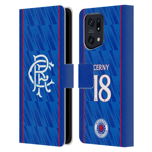 Rangers FC 2024/25 Players Home Kit Cerný Leather Book Wallet Case Cover For OPPO Find X5 Pro