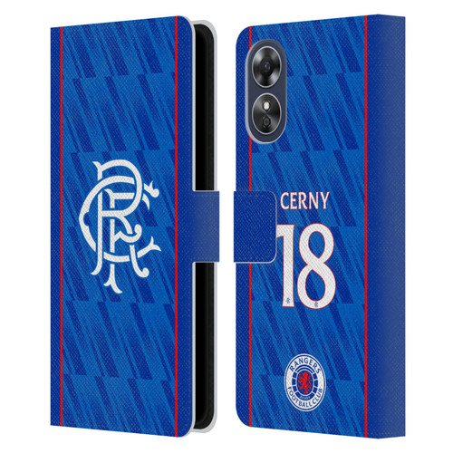 Rangers FC 2024/25 Players Home Kit Cerný Leather Book Wallet Case Cover For OPPO A17