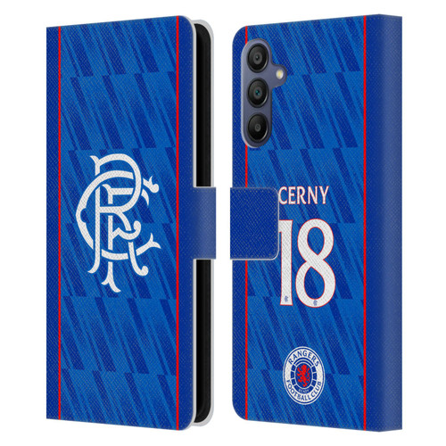 Rangers FC 2024/25 Players Home Kit Cerný Leather Book Wallet Case Cover For Samsung Galaxy A15