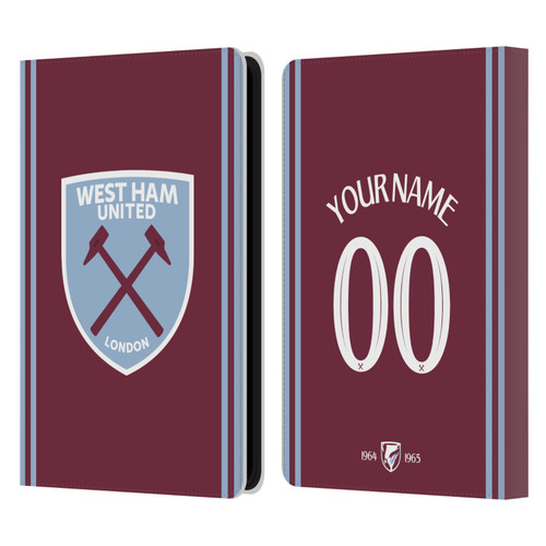 Custom Customised Personalised West Ham United FC 2024/25 Kit Home Leather Book Wallet Case Cover For Amazon Kindle Paperwhite 5 (2021)