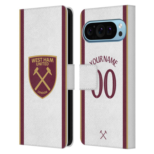 Custom Customised Personalised West Ham United FC 2024/25 Kit Third Leather Book Wallet Case Cover For Google Pixel 9 / Pixel 9 Pro